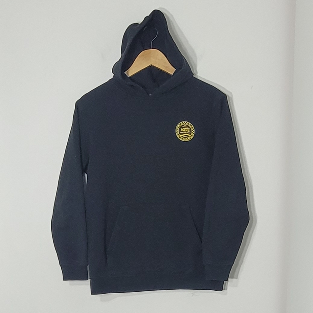 Vans Off The Wall Classic Black Hoodie Skater Kangaroo Pocket Cotton Blend Large